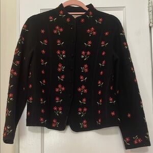 VINTAGE Talbots Floral Embroidered 100% Wool Jacket Jacket Small